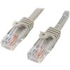 StarTech.com 45PAT3MGR Cavo di Rete Cat 5E, Patch, Ethernet, Rj45, UTP, M/M, Antigroviglio, 3 m, Grigio