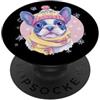 Whimsical Pastel Blue Pup Face Graphics Cute Bulldog Inverno Ritratto Animale Amante Grafica Sciarpa Rosa PopSockets PopGrip Adesivo