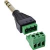 Inline 92504L - Connettore jack stereo da 6,35 mm, adattatore a 3 poli, senza saldatura, morsetto a vite audio per progetti fai da te e studio audio