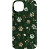 Wild Paws Botanica Studio Custodia per iPhone 14 Plus Zampe Fiore di campo Verde scuro Modello botanico naturale