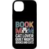 Quiet Nights Reading Cat Mom Books Custodia per iPhone 14 Plus Prenota Mamma Amante Gatto Quiet Nights Libri E Gatti