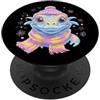 Kawaii Whimsical Pastel Barnyard Face Gr Blue Pig Ritratto Animali Amante Grafica Rosa Occhiali Floreale PopSockets PopGrip Adesivo