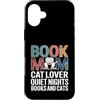 Quiet Nights Reading Cat Mom Books Custodia per iPhone 16 Plus Prenota Mamma Amante Gatto Quiet Nights Libri E Gatti