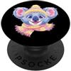 Kawaii Whimsical Pastel Safari Face Grap Blue Giraffe Ritratto Amante Animali Grafica Occhiali Rosa PopSockets PopGrip Adesivo