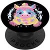 Whimsical Farm Animal Pastel Character G Carino asino animale amante inverno sciarpa ritratto grafico con PopSockets PopGrip Adesivo