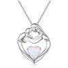 Flyow, collana con ciondolo a forma di cuore, in vero argento Sterling 925, placcato oro bianco/rosa, opale per madre e bambino, ottima idea regalo Natale Argento, colore: cod. Flyow-JP23587-Y