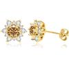 PAKORIO Orecchini a lobo PAKORIO 1 carato moissanite colorata per donne | Orecchini ipoallergenici placcati oro 14K in argento sterling | con confezione regalo(B-Oro)