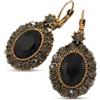 Avalaya 40 mm L/ovale nero / grigio cristallo goccia orecchini con chiusura monachella / tono oro antico, Misura unica, Vetro