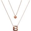 Bronzallure Collana Donna Graduata placcata Oro 18k - Collana Doppio Filo con Iniziale B e Cuore - Gioielli Made in Italy - Idea Regalo Compleanni, Anniversari, Festa Donna, Festa Mamma