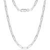 LeCalla 925 Gioielli in argento Sterling Italiano Regalo di tendenza 3 MM, 3.5 MM, 4.5 MM Diamante-taglio PaperClip Collana a catena per le donne con chiusura aragosta (16, 18, 20, 24 pollici)