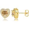 PAKORIO orecchini in moissanite colorata per donne, orecchini placcati oro 14K con perni in argento 925, Design a cuore, ipoallergenici per pelli sensibili(Oro)