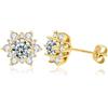 PAKORIO Orecchini a lobo PAKORIO 1 carato moissanite colorata per donne | Orecchini ipoallergenici placcati oro 14K in argento sterling | con confezione regalo(B-Trasparente)