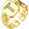 Bestyle Anelli Color Oro Uomo T Anello Placcato Oro 18K Anello Oro con Nome Regolabile con Confezione Regalo