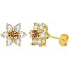 PAKORIO Orecchini a lobo PAKORIO 1 carato moissanite colorata per donne | Orecchini ipoallergenici placcati oro 14K in argento sterling | con confezione regalo(A-Oro)