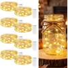 Friedwohl 8 luci a LED con batteria, 2 m, 20 LED, in rame, alimentate a batteria, micro filo impermeabile, per Natale, feste, interni, decorazione fai da te, bianco caldo