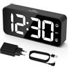 LATEC Sveglia Digitale, Sveglia da Comodino LED con Adattatore, Luminosità e Volume Regolabili, Schermo Grande da 5,8 con 2 Allarme, Snooze, 12/24 Ore per Ufficio Camera da Letto, Nero