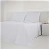 COTTON ARTean Set di lenzuola per letto 150x190 / 200 Percalle Cotone 200 fili Noa Bianco 4 Pezzi