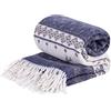 LYHome Coperta in Lana Merinos - Copriletto Plaid per Letto Divano, Singolo Una Piazza e Mezza Matrimoniale, Coperte Per Invernale Estiva Morbida Calda e Grande (140x200 cm, Blu con Bianco Renna)