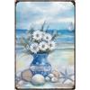 SUPERDANT Cartello In Latta per Spiaggia e Vasi Segno di Latta con Spiagge Blu Conchiglie Stelle Marine Targa In Metallo Decorazioni Murali Retrò per La Casa Bar Caffetterie Ristoranti 30x20cm