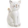 Logbuch-Verlag Statuetta gatto da appoggio: figura decorativa in porcellana, soprammobile elegante, decorazione per amanti dei gatti, idea regalo compatta, bianco e oro, scultura raffinata, 13,5 × 10 cm