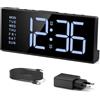 LATEC Sveglia Digitale da Comodino a Corrente 7 Pollici con Doppia Alarms, 5 Livelli di Luminosità, USB Charge, e 3 Modalità Sveglia per Camera da Letto