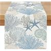 Miuyunya Runner da Tavolo Moderno Oceano 40 x 100 Runner Tavola Impermeabile Esterno Conchiglie e Stella Marina Lavabile Primaverile Estivo Centro Tavola Decorazioni per Cucina Vacanze Feste