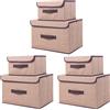 NCRGB Scatole Portaoggetti in Tessuto,Scatole Portaoggetti Scatole per Armadio con Coperchio Set,Pieghevole,Contenitore per Armadio,Vestiti,Armadi (6pack:26cm/3pack+36cm/3pack, Beige Giallo)