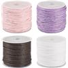 Craftora 4 rotoli di filo cerato in cotone cerato, 1 mm, colore bianco, marrone, rosa, viola, per fai da te, braccialetti dell'amicizia, gioielli, macramè, artigianato