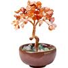 VLYX Albero della Vita in Agata Rossa - Scultura Artigianale in Quarzo Rosa per Decorazione Casa e Ufficio, Idea Regalo Originale per Donne