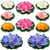 QUOZUO Fiori di Loto Finti Ninfee, 10 Pezzi Fiori Galleggianti per Piscina Impermeabile Fior di Loto Finti per Decorazioni per Casa Giardino,Laghetti,Fontane,Ruscello
