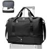 WEPLAN Borsone da Viaggio Donna Bagaglio a Mano 40x30x20 Ryanair Wizzair Borsa da Viaggio Donna Uomo Borsone Palestra con Scomparto per le Scarpe Travel Bag Borsa Sportiva Weekend,B02-Nero