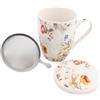 sarcia.eu Set da tè: tazza in porcellana con infusore e coperchio per erbe aromatiche - confezionato in scatola regalo 340 ml (J)