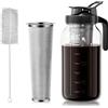 VA1KENE Cold Brew Coffee Maker - Macchina da caffè freddo con filtro in acciaio inossidabile, brocca con coperchio e beccuccio (nero)