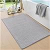 DEXI Tappeto Bagno in Ciniglia 50 x 80 cm, Tappetino Antiscivolo e Assorbenteo, Tappeti Lavabile e Morbido per la Lavandino, Ingresso del Doccia, Grigio Chiaro