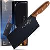 SHI BA ZI ZUO Mannaia Cinese,Coltello da Cucina coltello da chef in acciaio inox, lama con rivestimento antiaderente e manico in legno antiscivolo (Nero-SL2122-B)