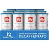 illy, Caffè Macinato per Espresso Tostato DECAFFEINATO, 100% Arabica con Note di Caramello, Cioccolato e Pan Tostato, Senza Caffeina, Gusto Equilibrato, Confezione da 12 Barattoli (12x185g)