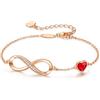 LOUISA SECRET Bracciale Donna Festa della Mamma Argento 925 Braccialetto Infinito Bracciali Cuore Gioielli Compleanno Regalo per Lei (Oro Rosa-Rosso, Acciaio inossidabile)