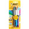 BIC Penne Bic con 4 colori retrattili (confezione da 3). Una Grip, una Grip Pro e una Grip con colori alla moda divertenti, punta media da 1,0 mm