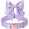 Unique style paws, Collare per cani in seta, durevole e regolabile, con fiocco, per matrimonio, per cani, taglia XL, colore viola
