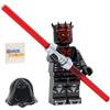 LEGO Star Wars: Darth Maul Minifigure con armatura argento metallizzato, cappuccio, mantello e doppia spada laser