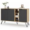 Shally Dogan Madia Moderna Credenza con 3 Ante e Vani a Giorno 142x83 cm Rovere e Antracite
