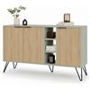 Shally Dogan Madia Moderna Credenza con 3 Ante e Vani a Giorno 142x83 cm Quercia e Verde