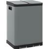 HOMCOM Pattumiera doppio scomparto 2x30 L con pedale e secchi estraibili, Grigio | Aosom Italy