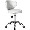 HOMCOM Sgabello con ruote in PU regolabile con schienale, Bianco | Aosom Italy