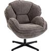 HOMCOM Poltrona wingback in velluto girevole 360° con base a stella, Grigio | Aosom Italy