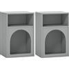 HOMCOM Set 2 comodini con scomparti aperti e design ad arco, 40x30x60 cm, Grigio | Aosom Italy