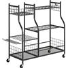 Outsunny Porta attrezzi giardino in acciaio con ruote e ganci, 104x40x95 cm, Nero | Aosom Italy