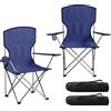 Outsunny Set 2 sedie campeggio pieghevoli con portabicchiere e sacca, Blu scuro | Aosom Italy