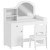 AIYAPLAY Set Toeletta Trucco per Bambini 2 in 1 con Specchio, Sedia, Luce LED, Armadietto, Scaffali e Libreria, Bianco | Aosom Italy