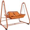 Outsunny Dondolo giardino con cuscini e telaio in metallo, 174x120x162 cm, Terracotta | Aosom Italy